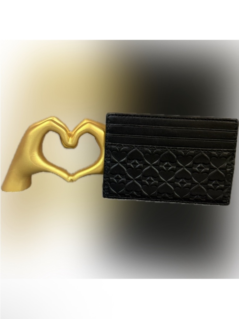kate spade Black Quilted Card Holder with Gold Logo Plate - Picture 3 of 6